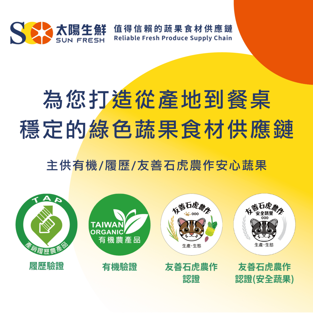為您打造從產地到餐桌穩定的綠色蔬果食材供應鏈